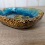 1950s Schramsberg Style Italian Ceramic Dish Turquoise Retro Pottery
