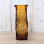 Oberglas Eye Amber Glass Vase Pressed Glass Austria, 1970s