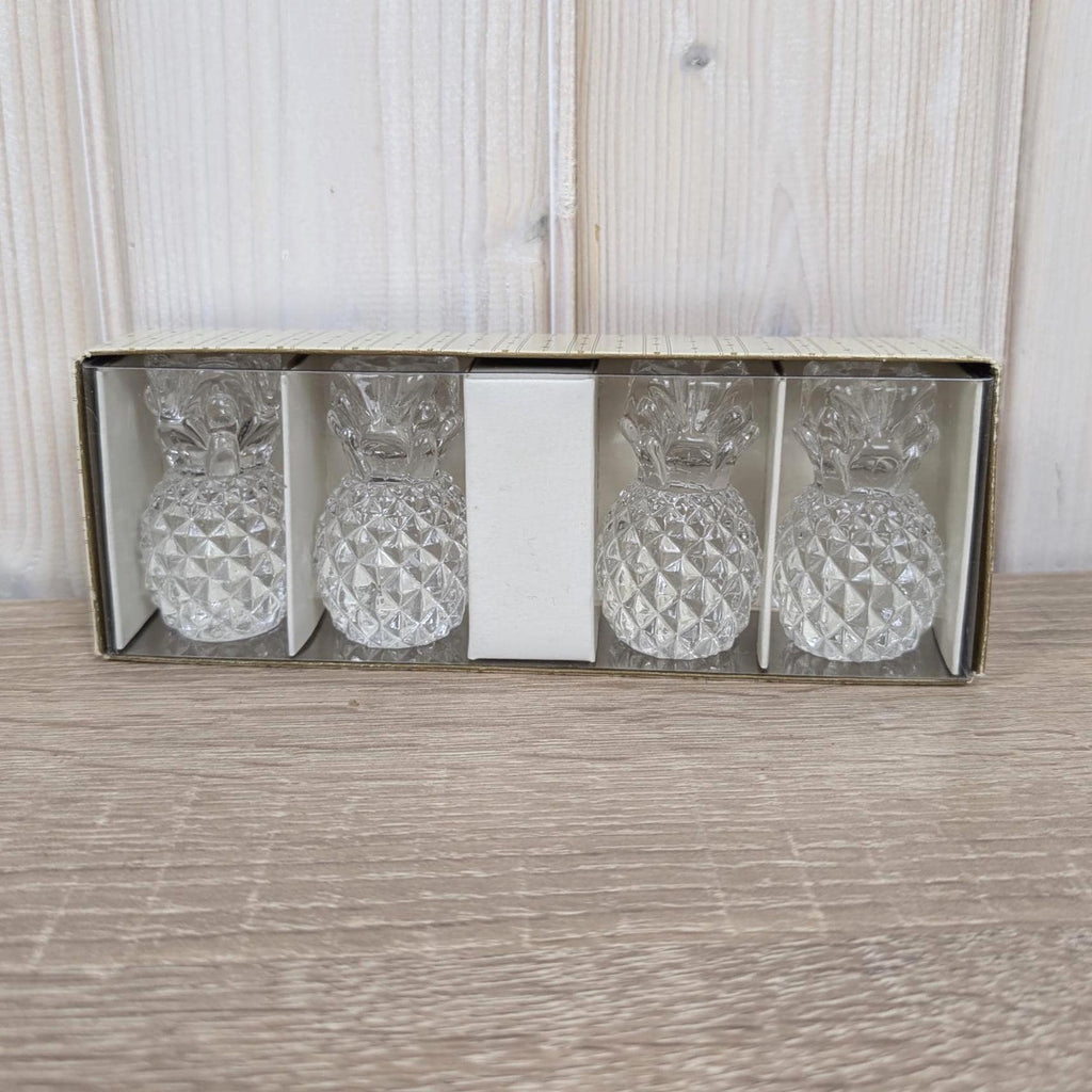 Vintage Williams Sonoma Glass Pineapple Candle Holders, Clear Pressed Glass, 2005