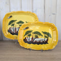 Vallauris A Ferlay Yellow Ceramic Platter with 3D Cicada, Provencal Landscape, French Pottery 1950s, Wall Decor or Serving Dish