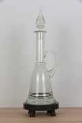 Rare glass decanter - thick bottom - bubbles - mouth blown - 0,8l - Vintage