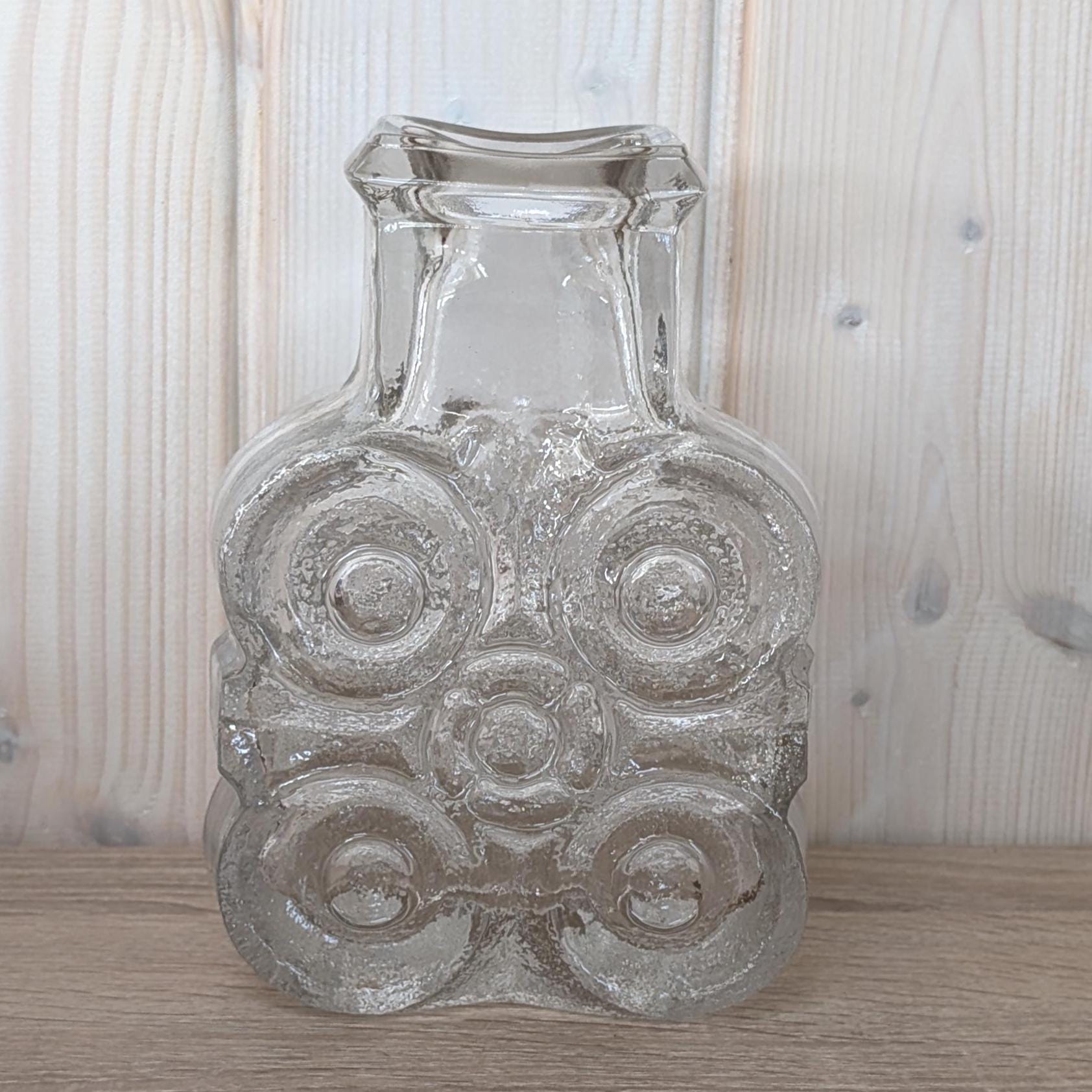 Walther Glas “On the Rocks” Vase, Heiner Düsterhaus Design, 1970s German Textured Art Glass, Mid-Century Collectible