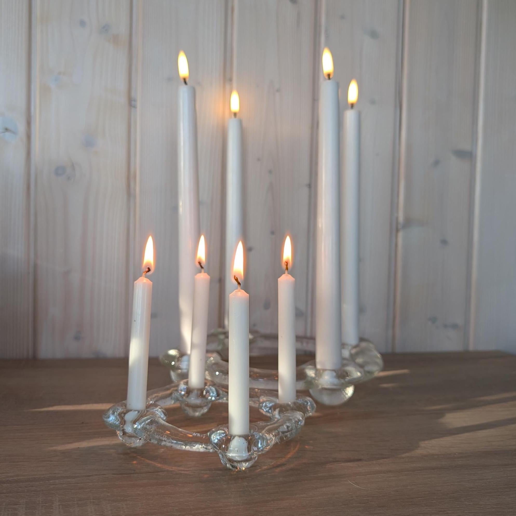 Pukeberg Sweden Glass Advent Candle Holder, Designed by Uno Westerberg, 1970s Mid-Century Scandinavian Vintage