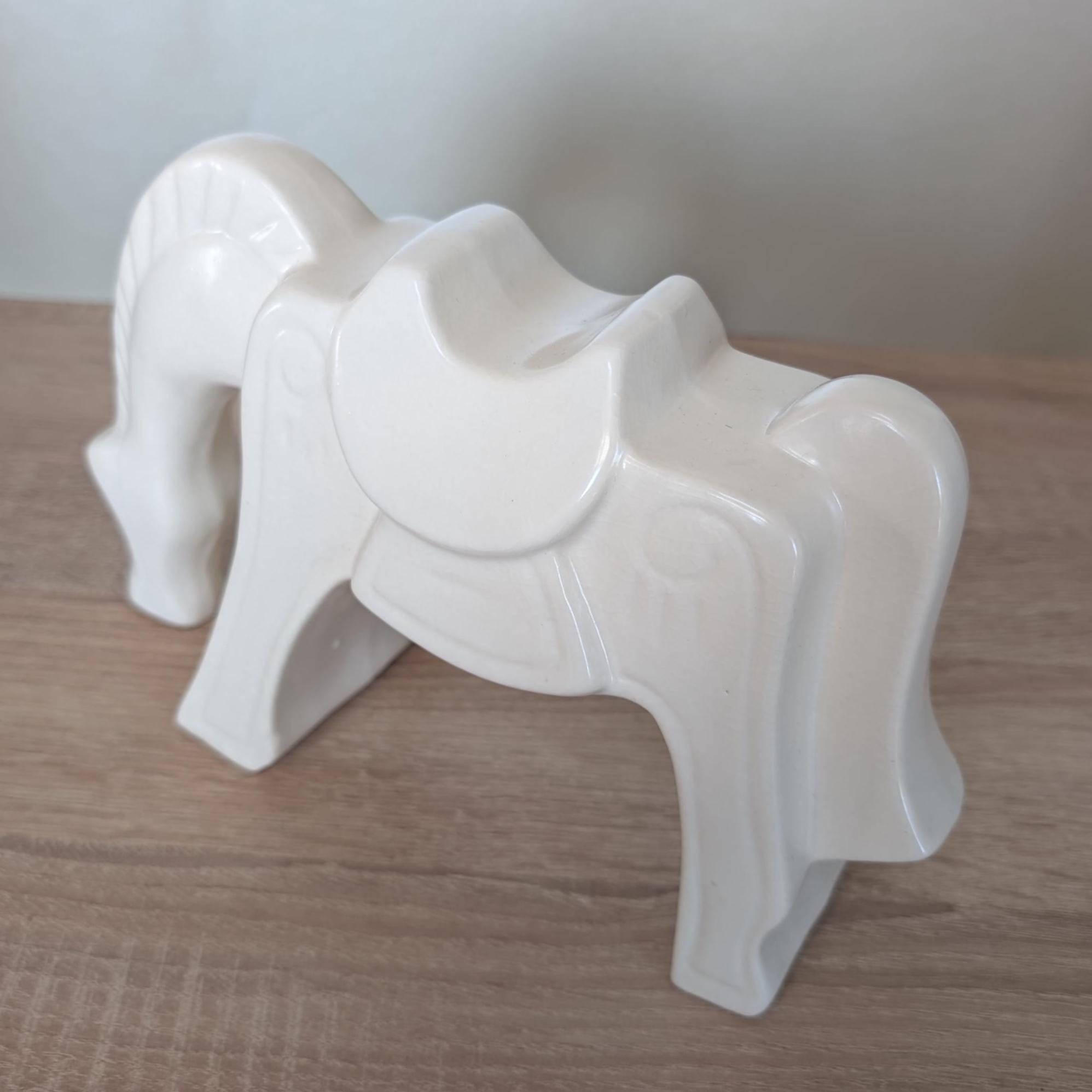 Vintage IKEA White Ceramic Horse Figurine, Modern Scandinavian Decor, Vietnam Production, 2000s Collectible Sculpture