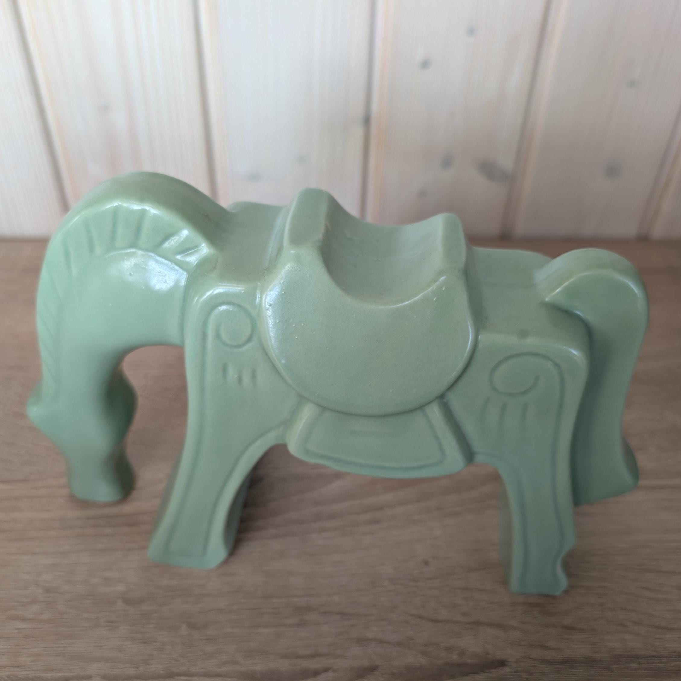 Vintage IKEA Green Ceramic Horse Figurine, Modern Scandinavian Decor, Vietnam Production, 2000s Collectible Sculpture