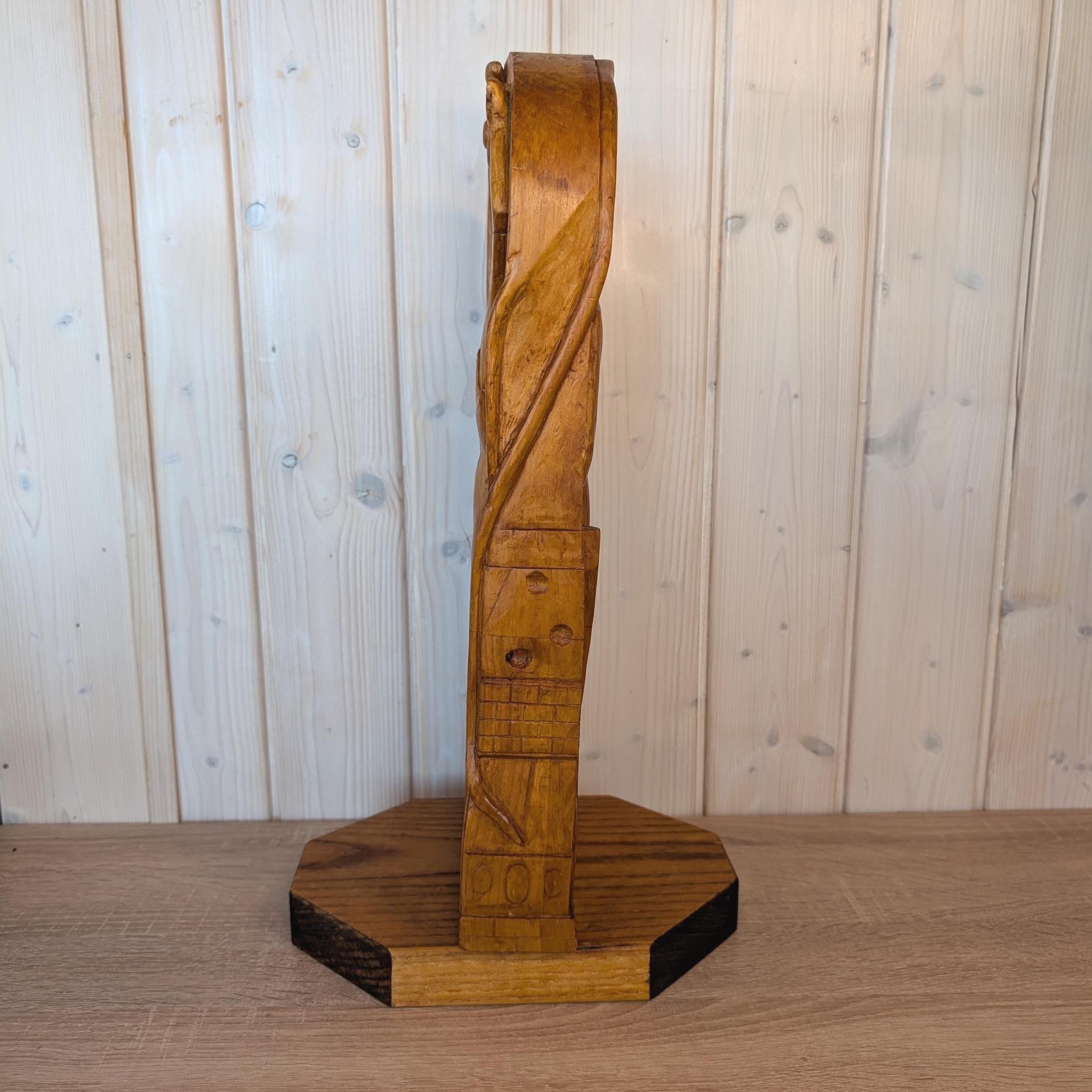 Hand-Carved Wood Sculpture | The Fall of Man, Adam & Eve Rotating Art