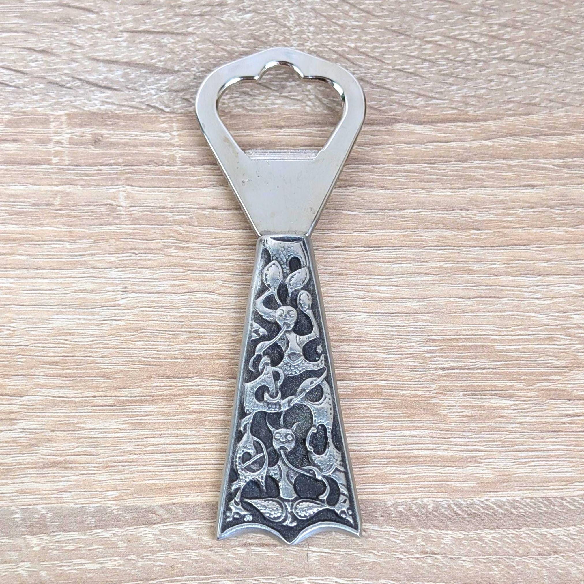 Vintage A·S Formtinn Oseberg Pewter Bottle Opener No. 1004, Handcast Norway, Original Box, 1970s