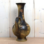 Ruscha K-35 Vintage West German Pottery Vase, Mid Century Ceramic with Handle Brown Beige Glaze