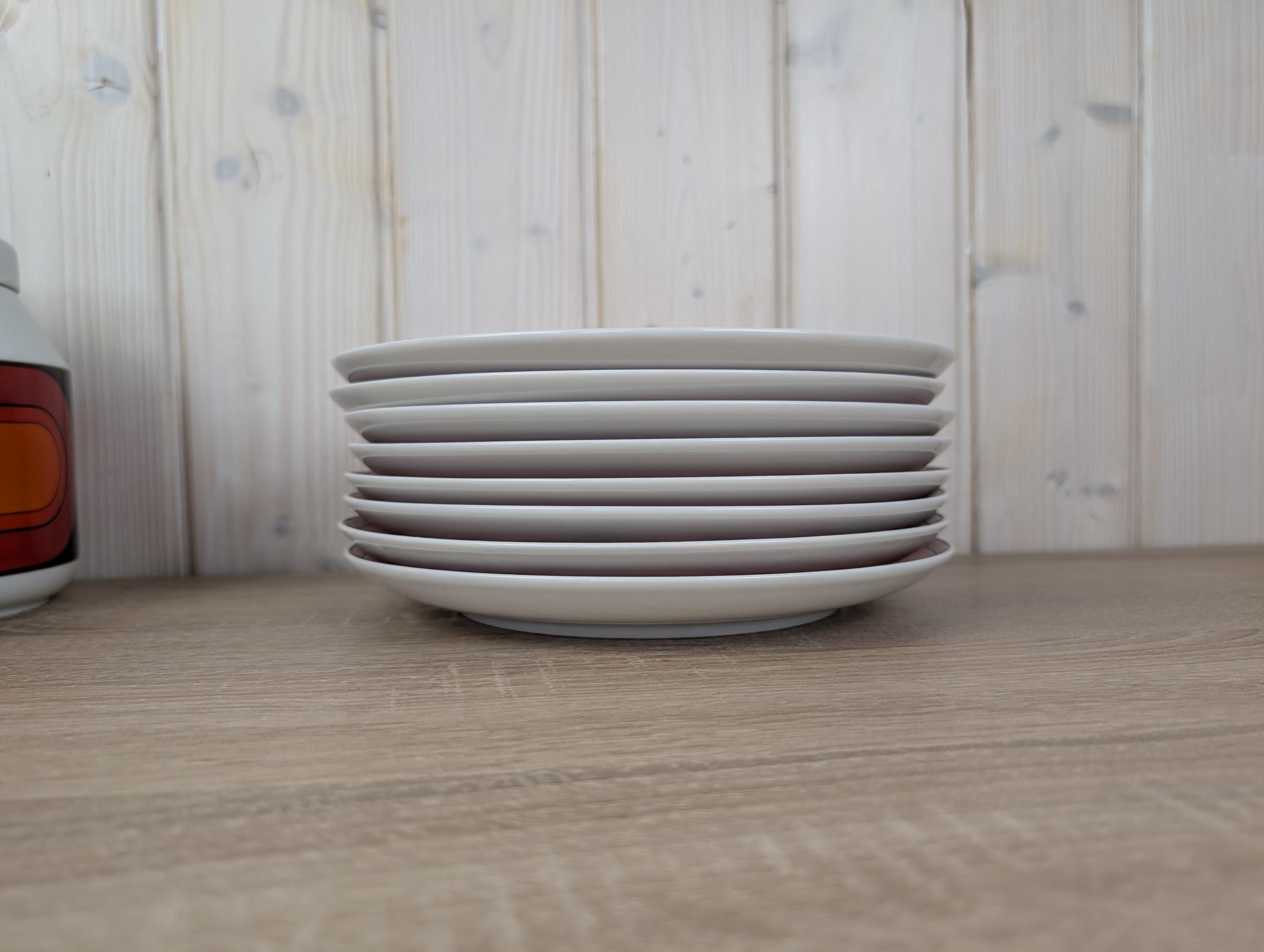 Arzberg Sizilia 3000 Dinner Plate Set of 8, Hans Theo Baumann, Orange Red, 1970s German Porcelain