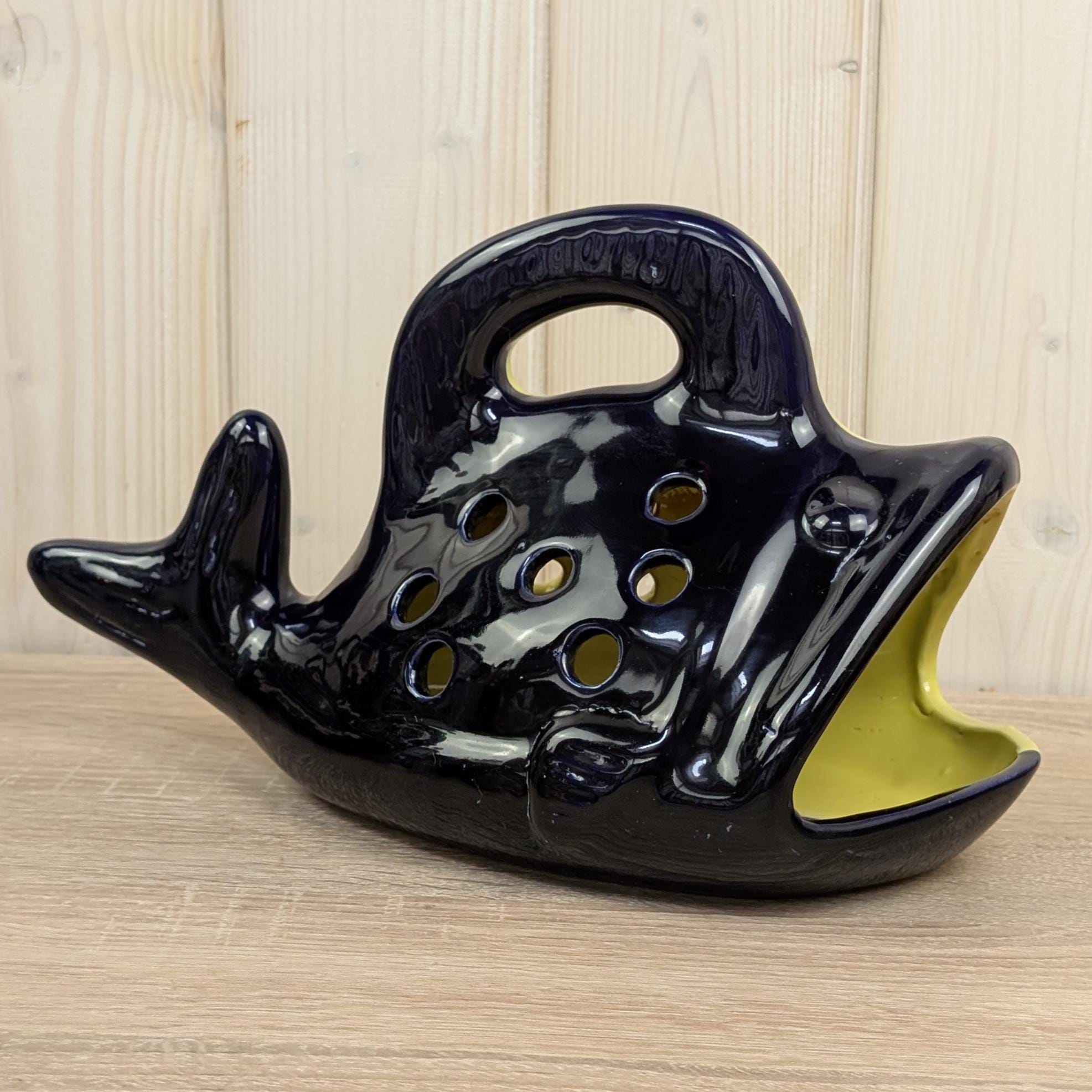 Rare Ceramic Fish Roaster, Novelty Fish Baker, Southern European Pottery, Mid Century Kitchen Decor, 1960s 1970s