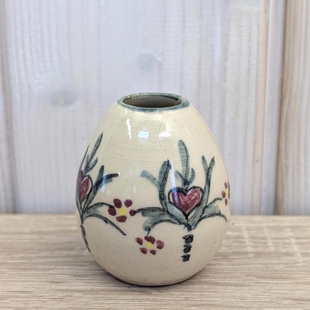 Vintage Studio Pottery Bud Vase, Hand Painted Ceramic Mini Vase, European, Mid Century