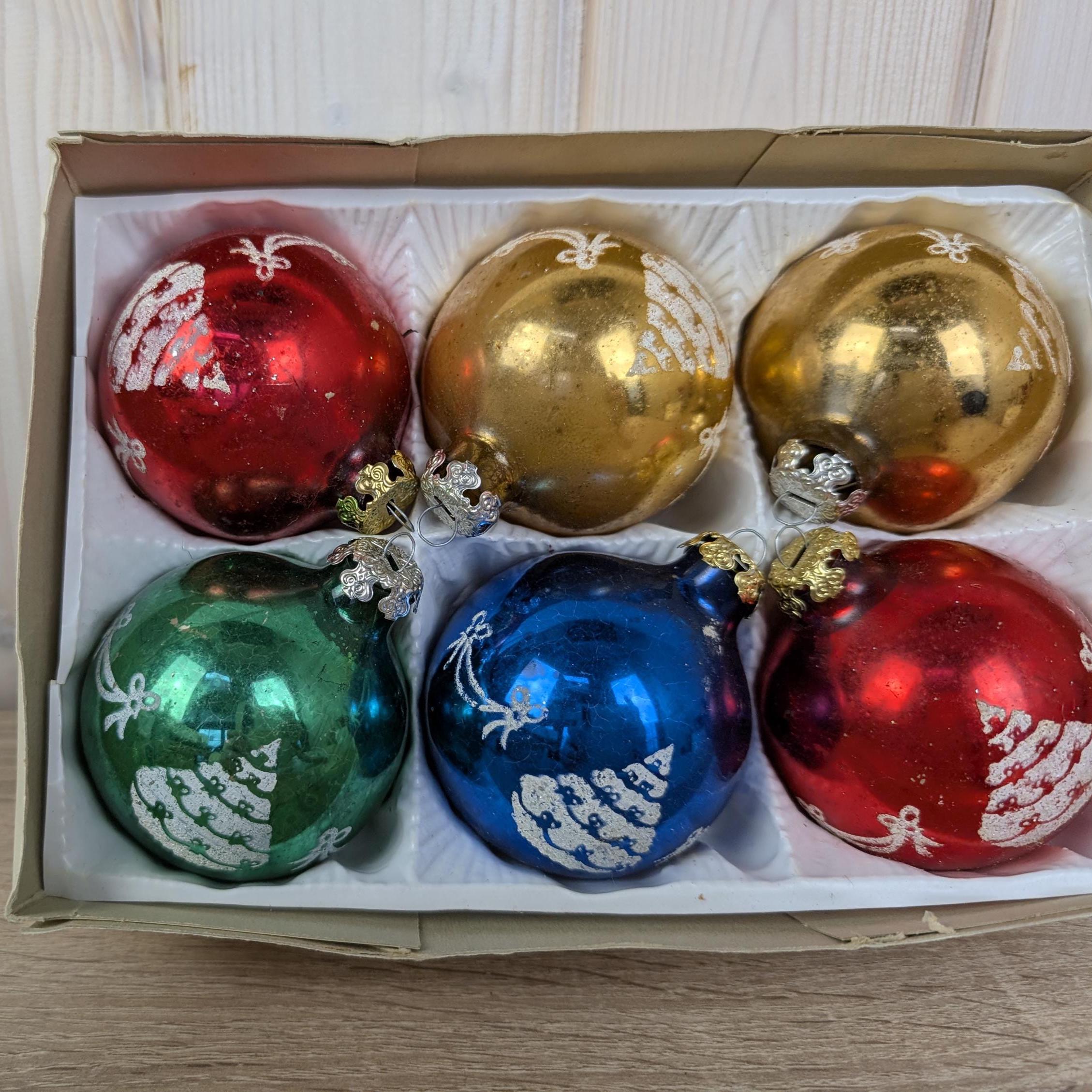 Martin Ziegler Glass Christmas Ornaments, German Holiday Decor Set, vintage