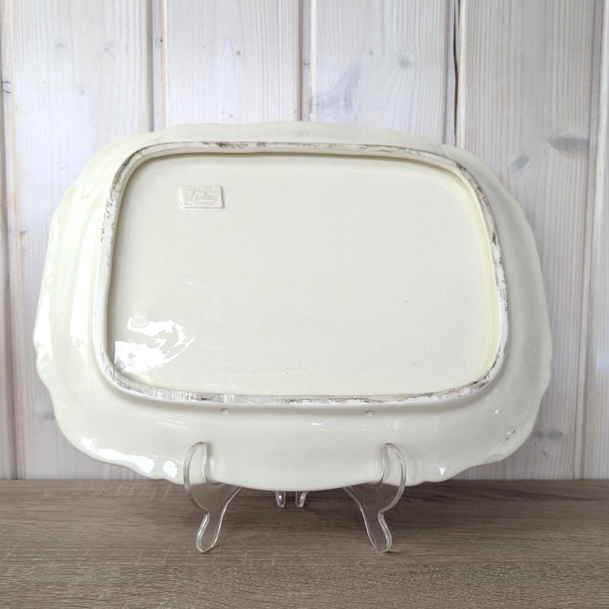 Vallauris A Ferlay Yellow Ceramic Platter with 3D Cicada, Provencal Landscape, French Pottery 1950s, Wall Decor or Serving Dish