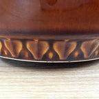 DDR GDR Heike Stoneware Nesting Bowl Set of 4, Amber Brown Glaze, Relief Base, East Germany, Torgau, 1970s
