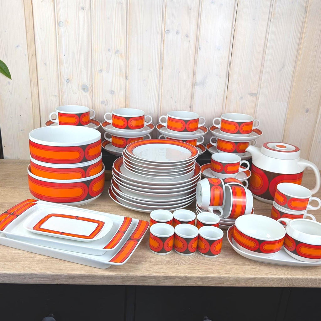 Arzberg Sizilia 3000 Breakfast Plate Set of 6, Hans Theo Baumann, Orange Red, 1970s German Porcelain