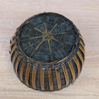 Wicker Bamboo Hen Basket with Lid, Chicken Storage Basket, Red Wood Comb, Glass Eye, Farmhouse Decor, 1970s