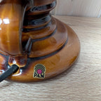 Pan Ceramic Table Lamp, German Mid Century Art Glass Shade, vintage
