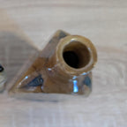 Antique charm, ceramic handpainted floral bird bottle, European origin, early 1900s