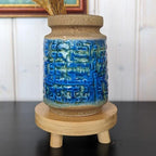 Carstens Tonnieshof Vase 1960s, West Germany Pottery, Blue Relief Glaze, Mid Century Ceramic Statement Piece