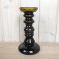 Vintage amber glass vase candleholder, Ingrid Glas, handblown art glass, Germany, 1970s