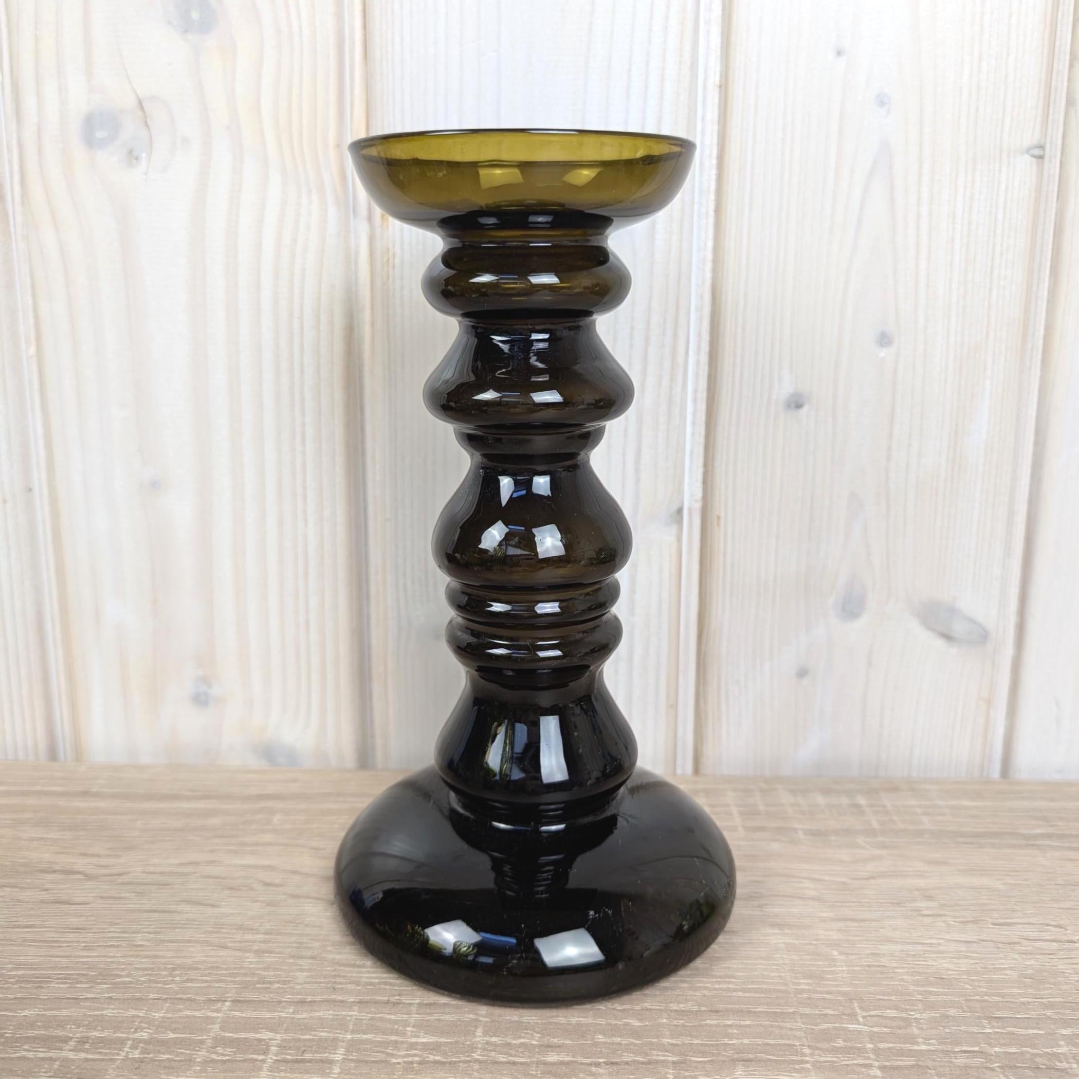 Vintage amber glass vase candleholder, Ingrid Glas, handblown art glass, Germany, 1970s