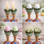 Keramik Kirchner Burkardroth Ceramic Candleholder Pair, Vintage German Studio Pottery Flower Cup, Egg Cup Taper Candle Holder Set of 2