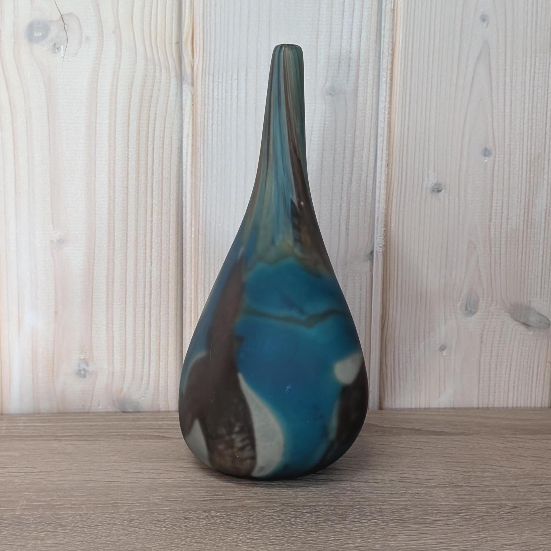Vintage Mdina Art Glass "Lollipop" Vase: 1970s Tiger Pattern, Signed