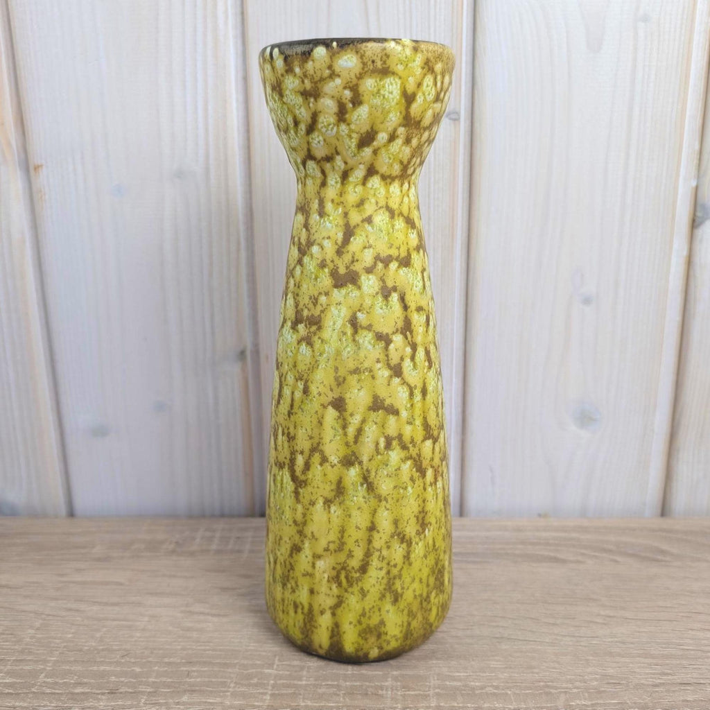 Scheurich 520-22 Fat Lava Vase, Yellow Ochre Volcanic Glaze, West German Pottery, 1960s