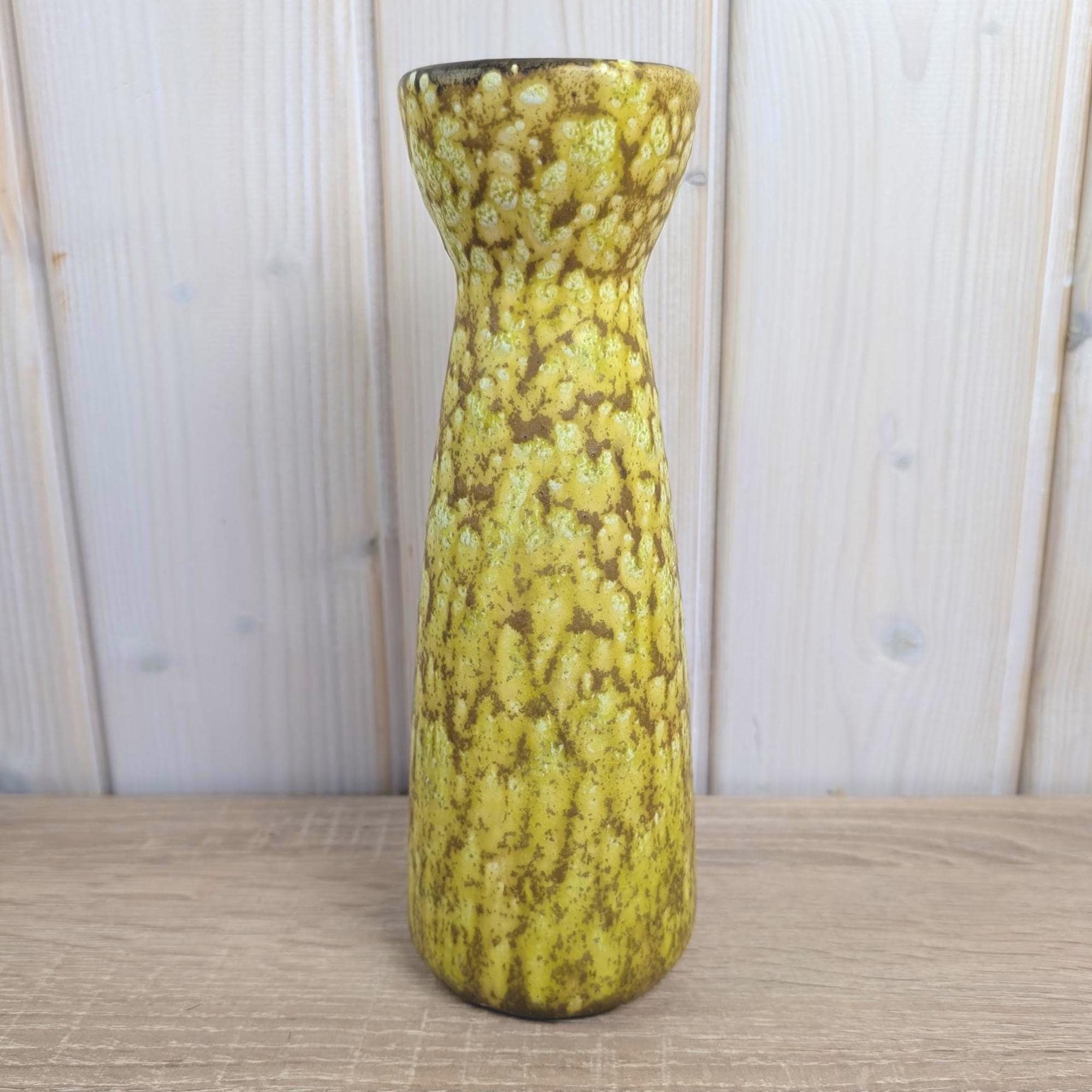 Scheurich 520-22 Fat Lava Vase, Yellow Ochre Volcanic Glaze, West German Pottery, 1960s
