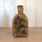 Antique charm, ceramic handpainted floral bird bottle, European origin, early 1900s
