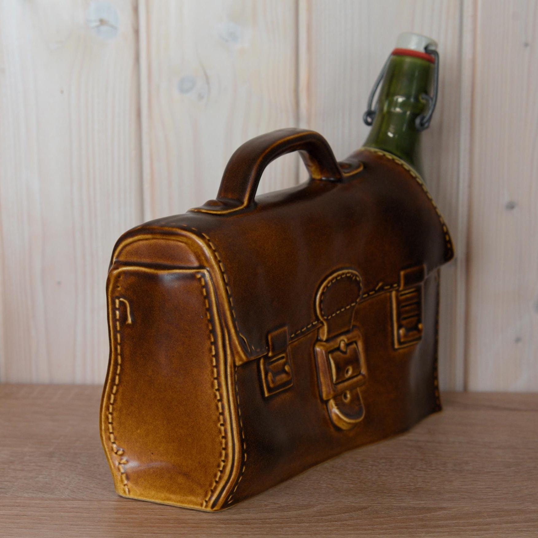 Vintage Gerz Ceramic Beer Jug, Bag Shape, West Germany Barware