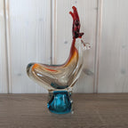 Murano Style Glass Reindeer, Amber Blue Art Glass Figurine, Vintage 1960s–1970s