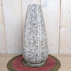 West German Pottery Vase, ES Keramik 608, Grey Speckle Glaze, Incised Stripe Decor, 1960s, Emons Söhne Rheinbach, Mid Century Modern