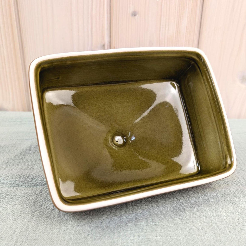 Goebel Country Bretagne Butter Dish, Covered Butter Dish, West Germany, Bavaria, Oeslauer Manufaktur, Olive Brown Stoneware, 1970s