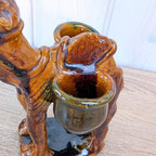 Vintage Italian Earthenware Dromedary Figurine, Glazed Terracotta with Panniers, 1950s