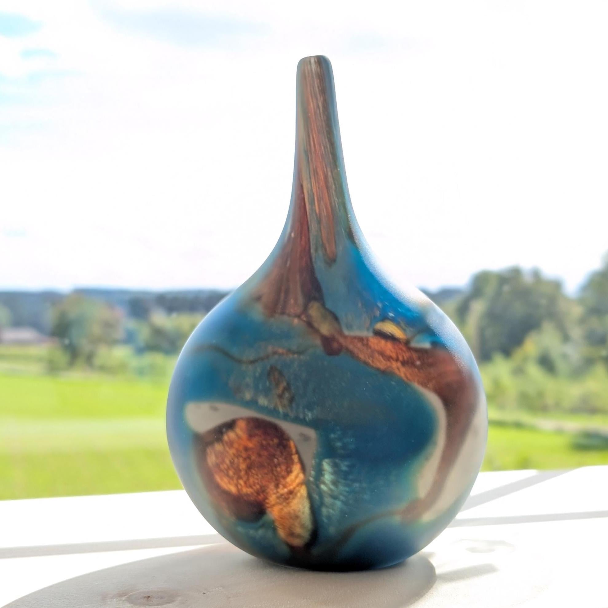 Vintage Mdina Art Glass "Lollipop" Vase: 1970s Tiger Pattern, Signed
