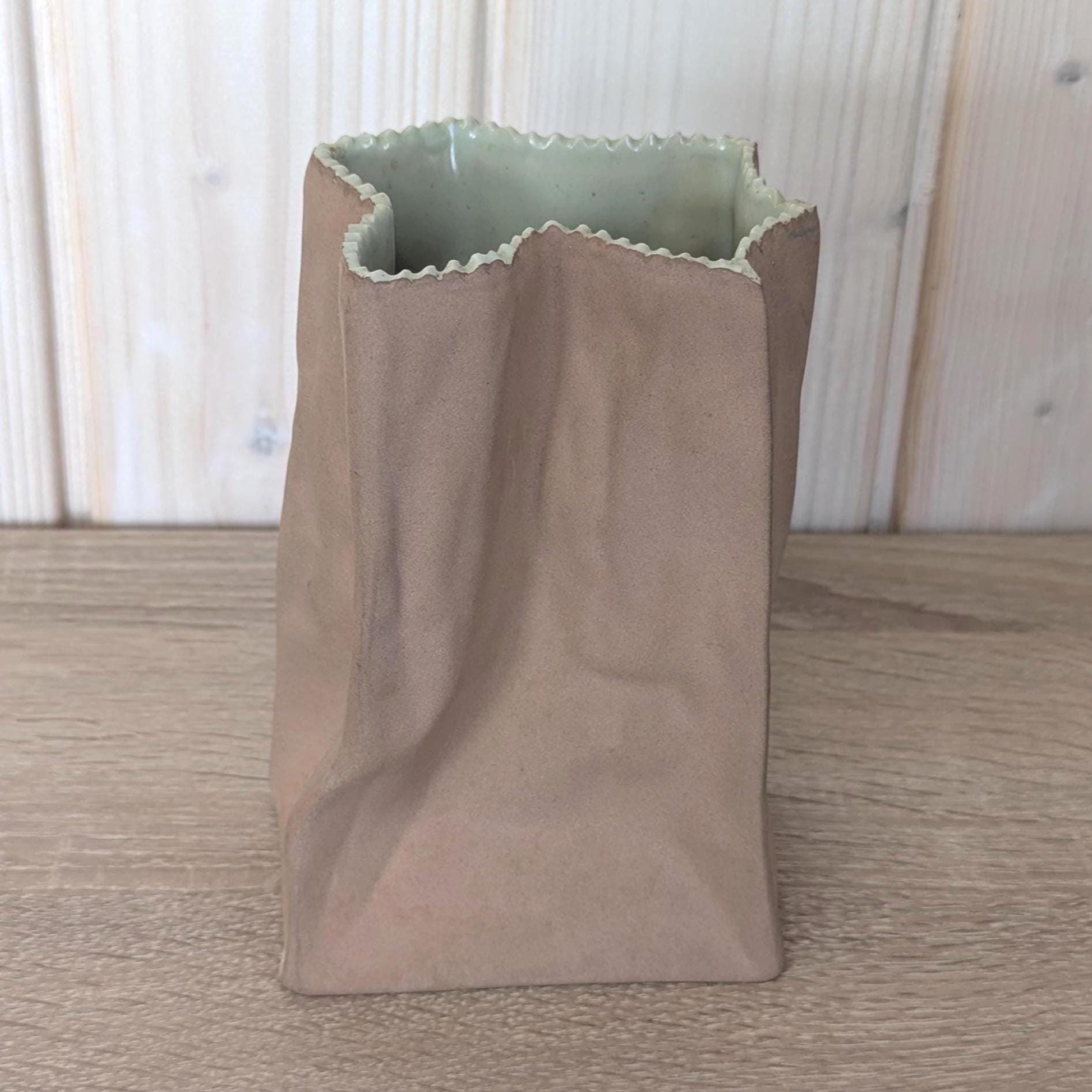 Rosenthal Paper Bag Vase, Studio Line Kreukeltas, German Modernist Porcelain, 1980s Vintage