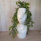 White Woman Bust Vase Planter Italian 1970s