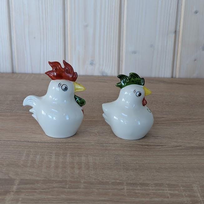 Vintage Salt & Pepper Shakes- "Pit and Put" - Chicken and Rooster - Wagner and Apel - Germany - 1950