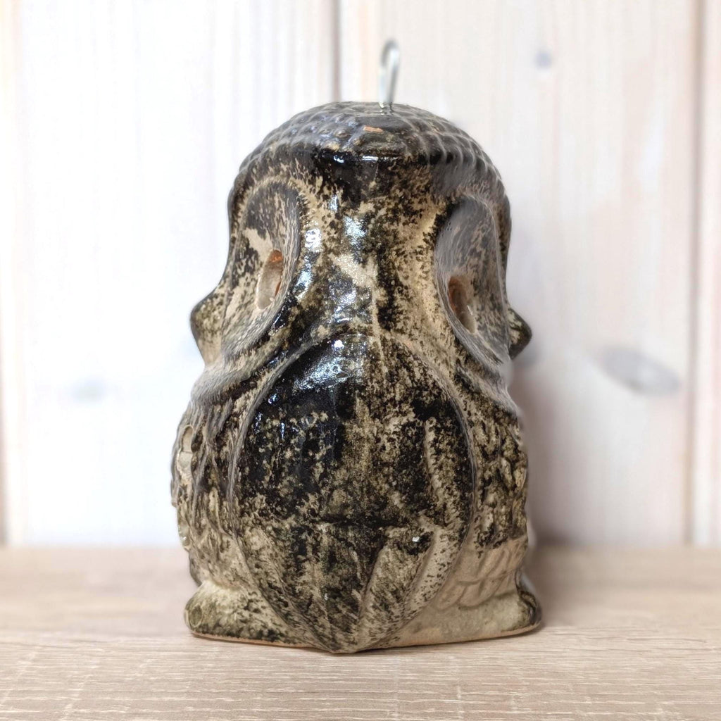 Vintage Ceramic Owl Tealight Lantern, Handmade Studio Pottery, Hanging Candle Holder, 1970s