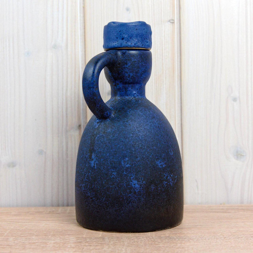 Ruscha 312 Vintage West German Pottery Jug with Stopper, Mid Century Blue Ceramic Bottle Vase