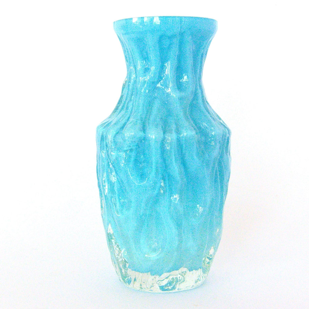 1960s Ingrid Glass Vase Blue Turquoise Vintage