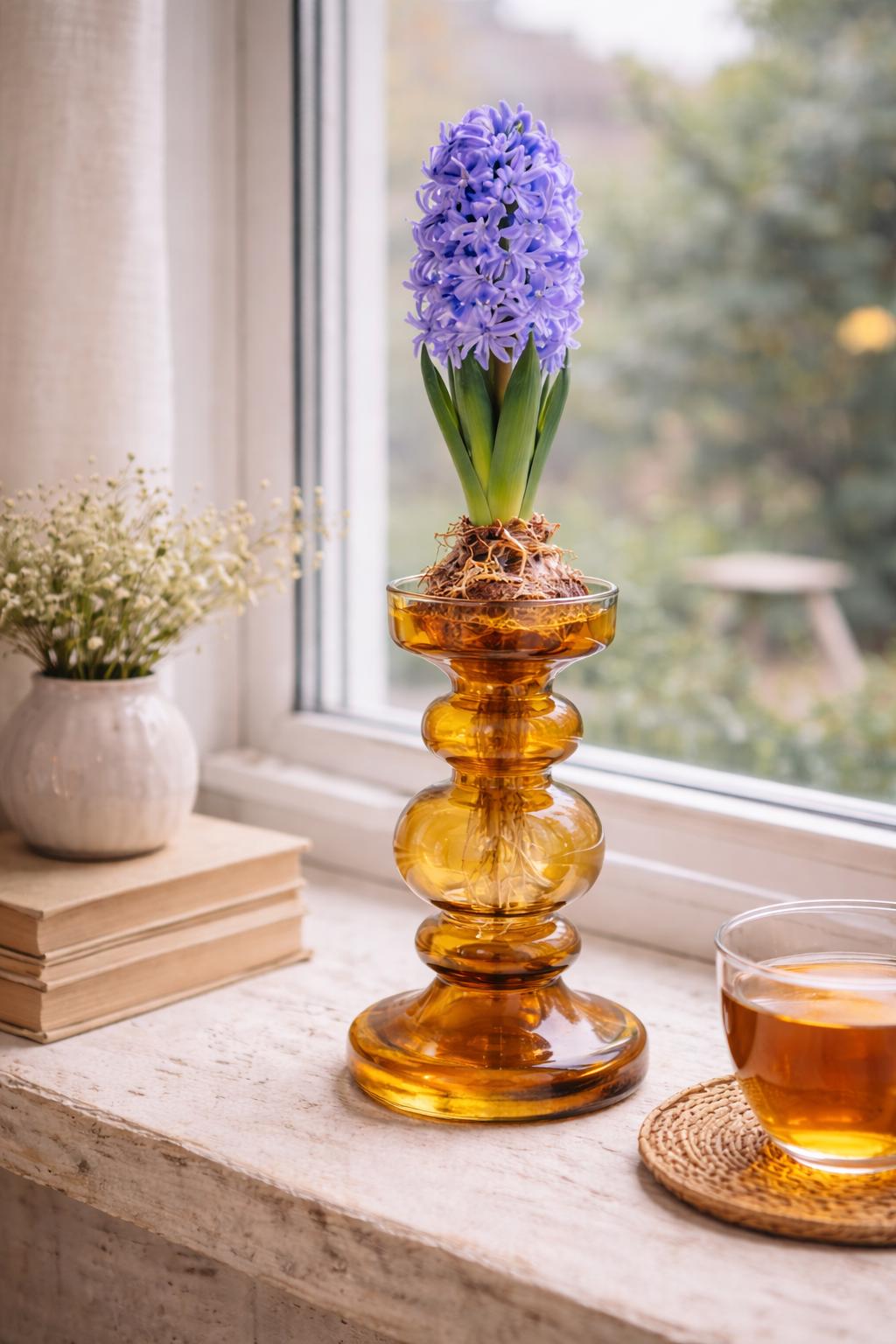 Vintage amber glass vase candleholder, Ingrid Glas, handblown art glass, Germany, 197