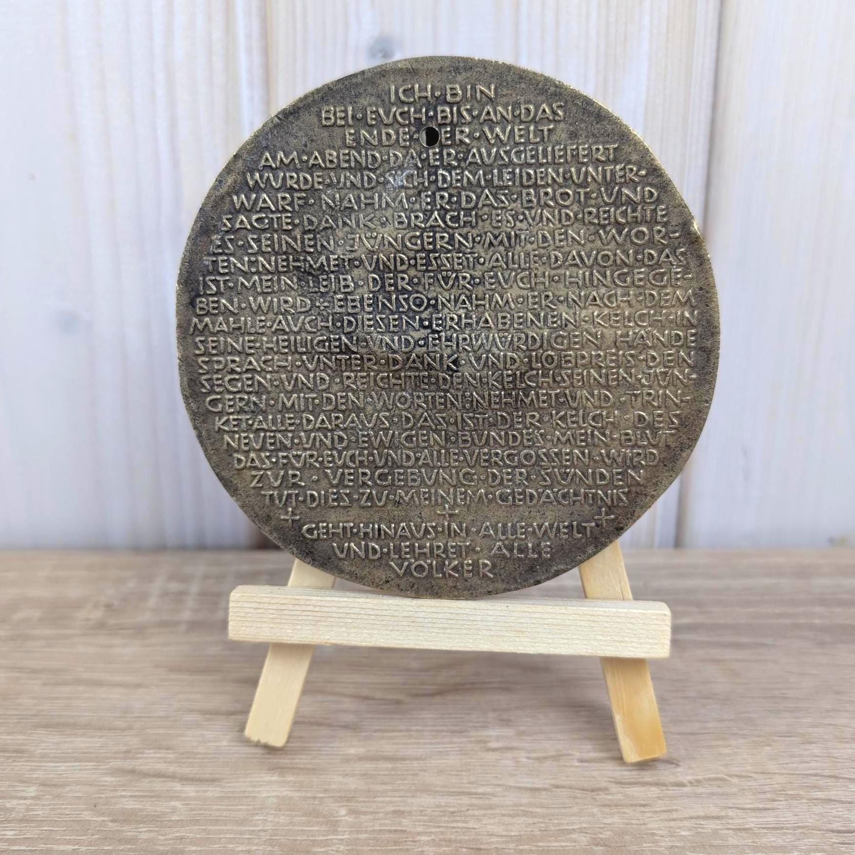 Bronze First Communion Medal Last Supper, German Religious Plaque, Erste Kommunion, Heavy Cast Bronze, 1950s 1960s Vintage