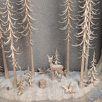 Hand Carved Forest Diorama, Black Forest Wood Scene, Mid Century