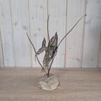 Sculpture (Moon)Fish on Stone - Vintage - Metal