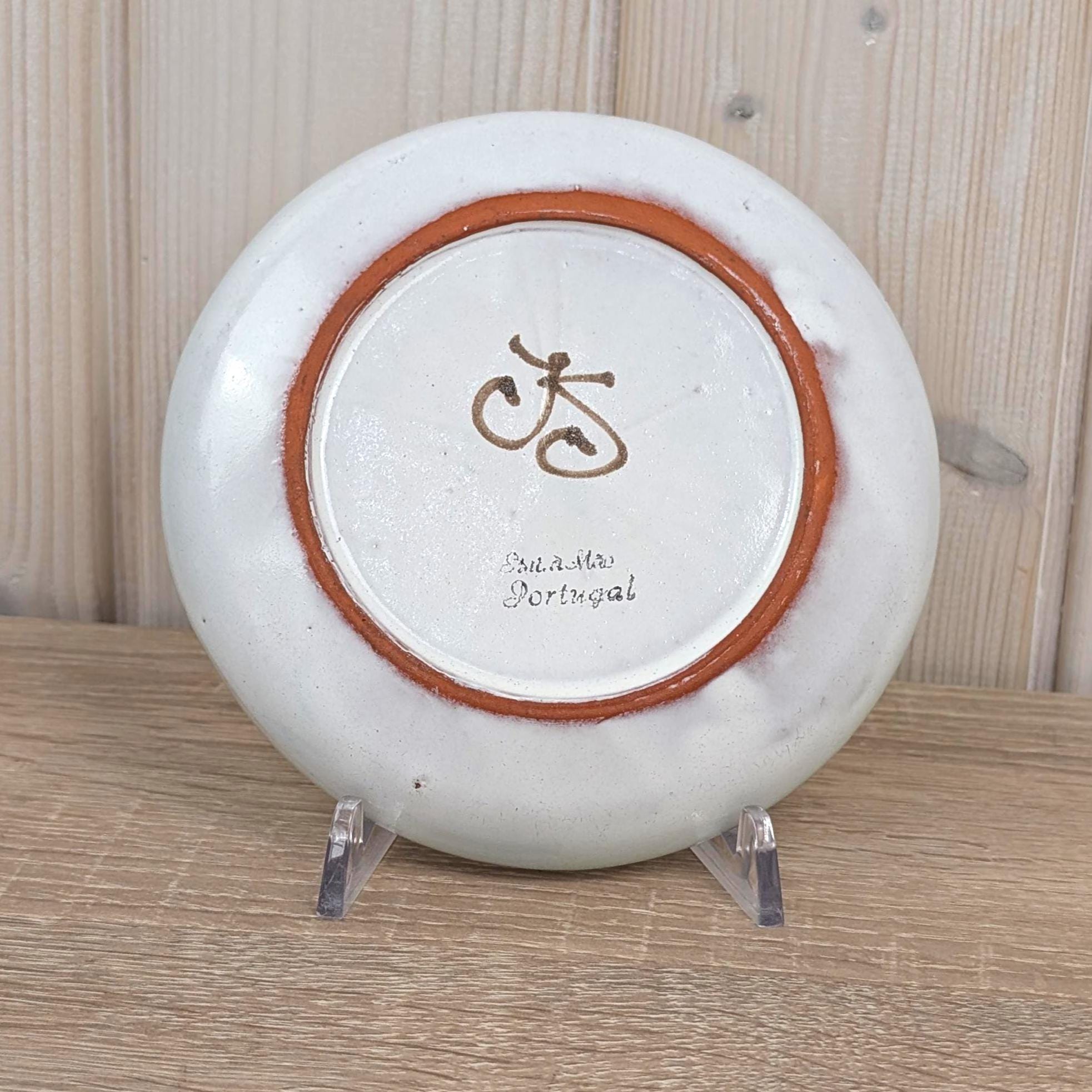 José Serigado Portugal Ceramic Bird Dish, Vintage 1970s Hand-Painted Signed Studio Pottery Alcobaca, Ring Dish Trinket Bowl Wall Decor