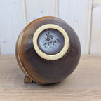 Dümler and Breiden 777/15 Ball Vase, West German Pottery, Brown Amber Diagonal Glaze, 1960s Vintage Ceramic