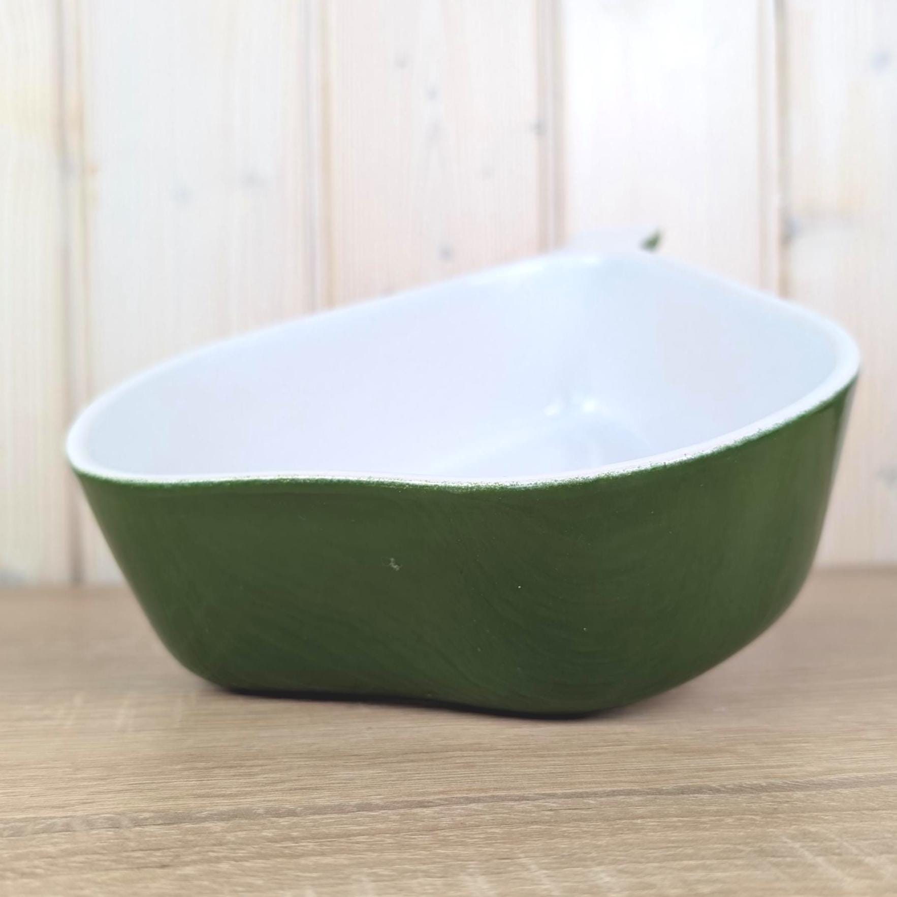 Green Ceramic Pear Baking Dish, Organic Shape Oven Dish, Dark Green Glaze, West German Pottery, 1950s