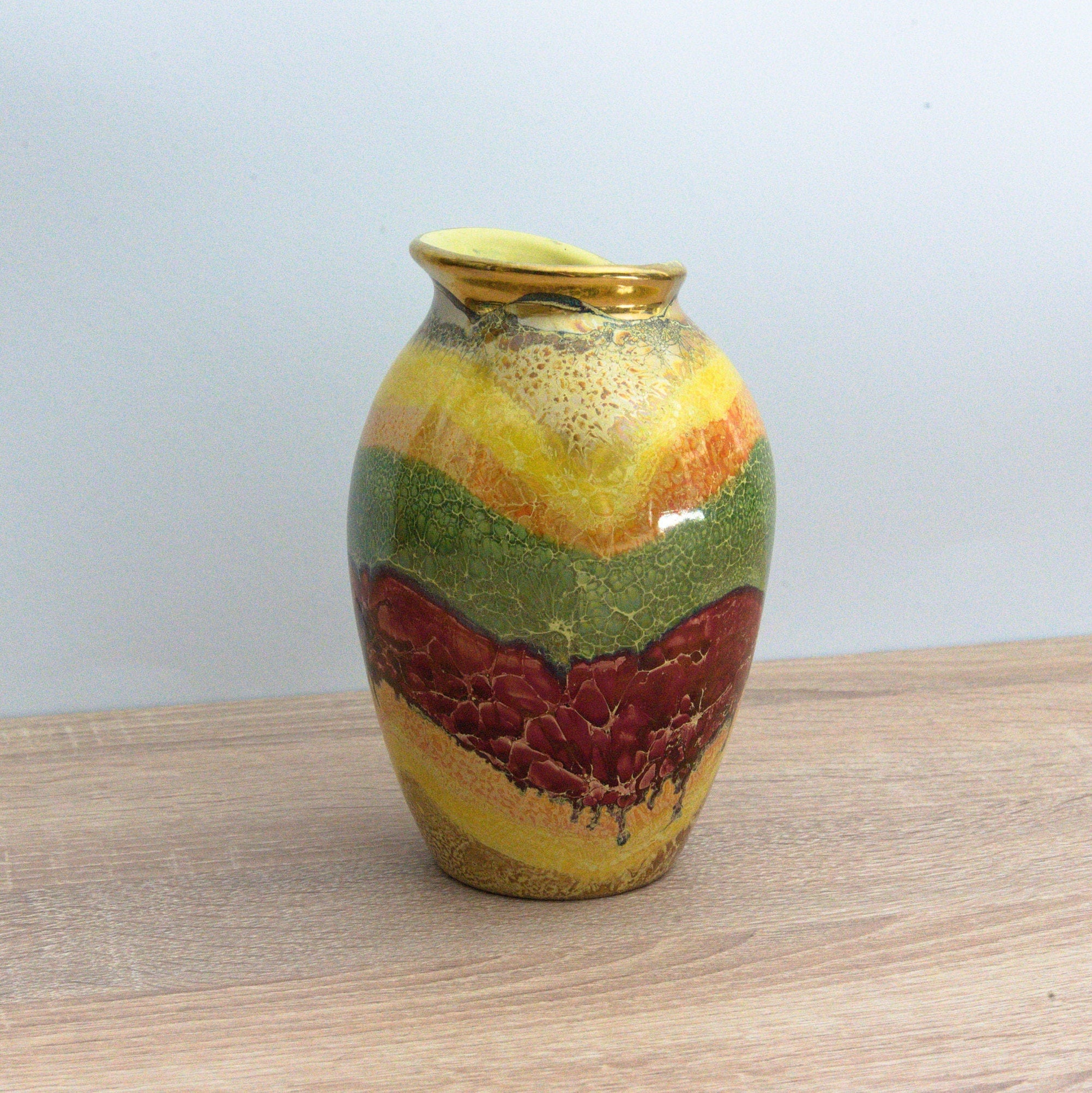 Vintage Multicolored Scheurich & Greulich Vase 232 25 Foreign 1950's